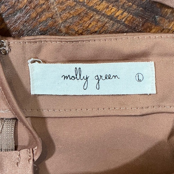 Molly Green Sabrina Champagne Satin Midi Dress Size Large - Picture 3 of 7